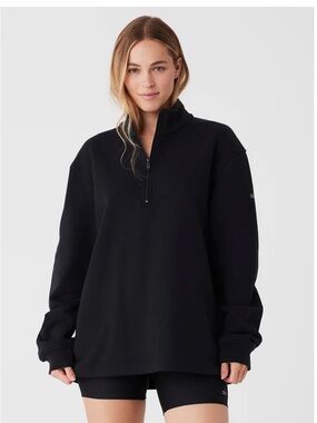Alo Black Half-Zip Pullover Sweatshirt